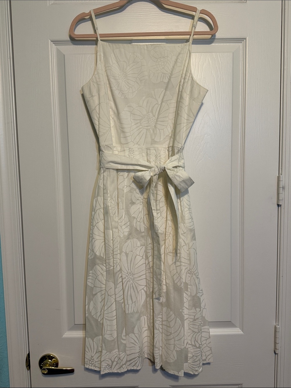 Lilly Pulitzer Cream Floral Midi Sundress with Self-Tie Belt